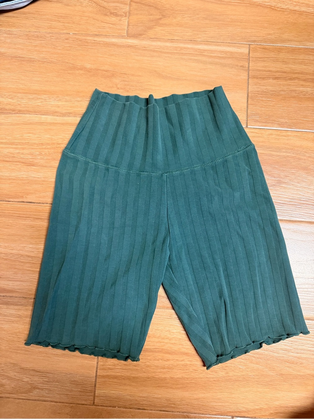 aerie Ribbed High-Waist Bike Shorts in Forest Green